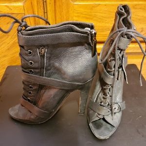 Dolce Vita Open Toe Boots -- Dark Grey